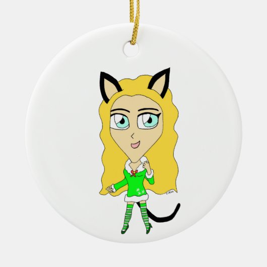 Weihnachtschibi Keramik Ornament (Vorne)