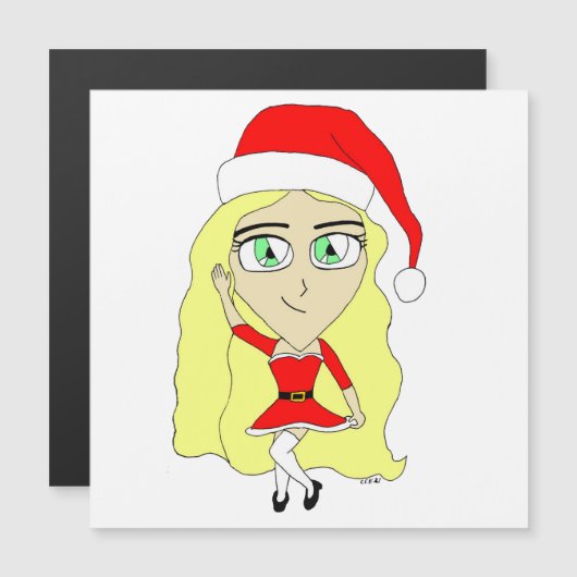 Weihnachtschibi Magnetkarte (Vorne/Hinten)