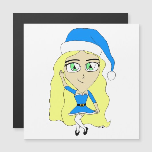 Weihnachtschibi Magnetkarte (Vorne/Hinten)