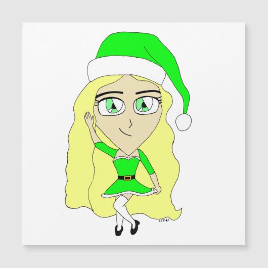 Weihnachtschibi Magnetkarte (Vorderseite)