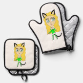 Weihnachtschibi Ofenhandschuh & Topflappen-Set (Vorderseite/Rückseite)