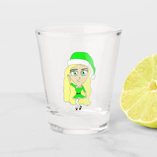 Weihnachtschibi Schnapsglas (Vorderseite)