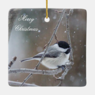 Weihnachtschickadee-Singvogel-Verzierung Keramikornament