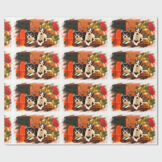 WeihnachtsChihuahua Geschenkpapier (Flach)