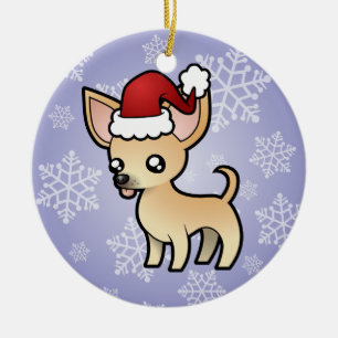 WeihnachtsChihuahua (glatter Mantel) Keramikornament