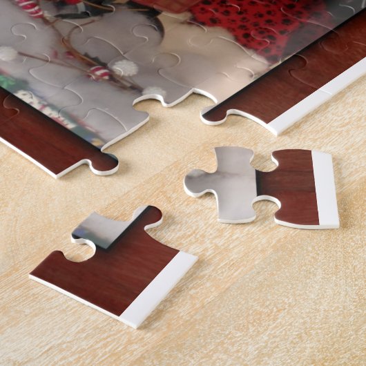 Weihnachtschihuahua-niedlicher Welpe im Puzzle (Seite)