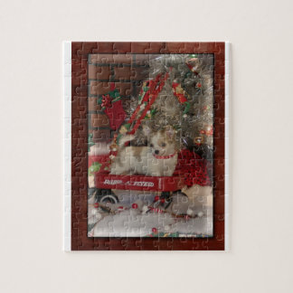 Weihnachtschihuahua-niedlicher Welpe im Puzzle