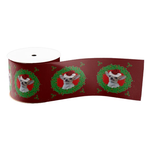 WeihnachtsChihuahuahund 3" Grosgrainband Ripsband (Spule)