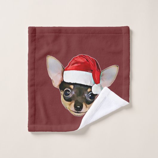 Weihnachtschihuahuahundebadtuch-Set Badhandtuch Set (Waschlappen)