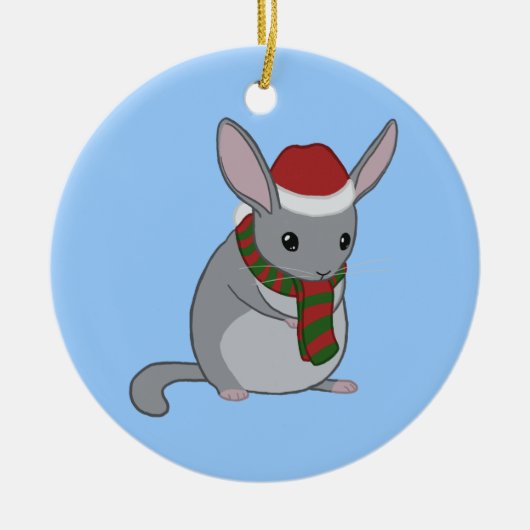 Weihnachtschinchilla-Verzierung Keramik Ornament (Vorne)