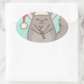 Weihnachtschinchillas Ovaler Aufkleber (Tasche)