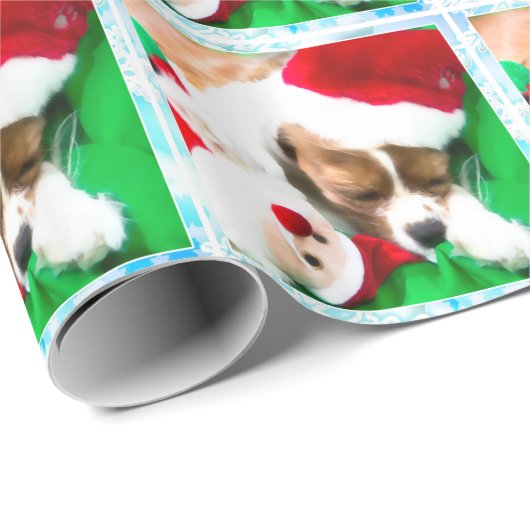 Weihnachtschlafen Cavalier King Charles Puppy Geschenkpapier (Rolleneckpunkt)