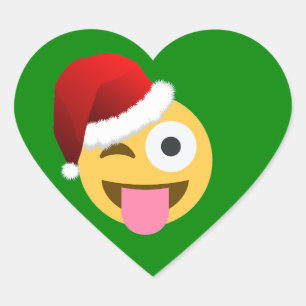 Weihnachtsclaus windet Emoji Herz-Aufkleber