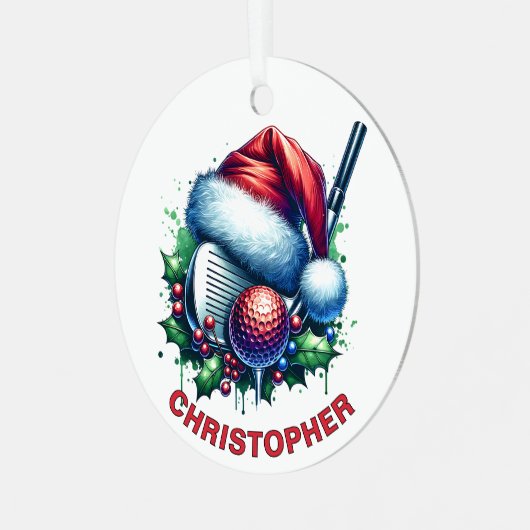 Weihnachtsclub & Ball Individuelle Name Ornament Aus Metall (Vorderseite links)