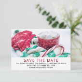 Weihnachtscoa | Candy Cane | Scarf und Mitt Save The Date (Stehend Vorderseite)