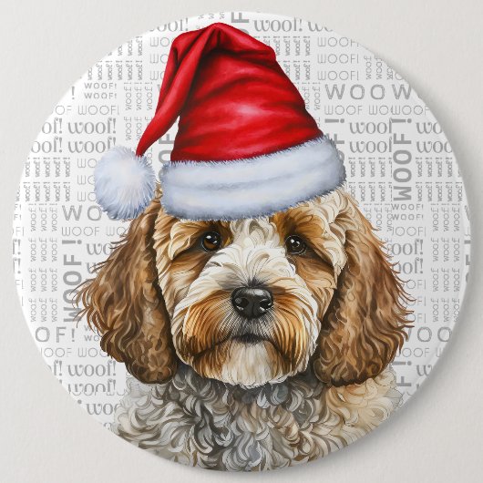 Weihnachtscockapoo Button (Vorderseite)