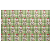 Weihnachtscockapoo Hund und Grüner Karierter Urlau Stoff (Fat Quarter (45,7 x 55,9 cm))