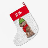 Weihnachtscockapoo mit Hundename Großer Weihnachtsstrumpf (Rückseite (Hängend))