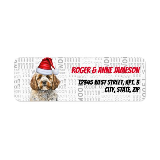 Weihnachtscockapoo Santa Dog Rücksendeadresse (Vorne)