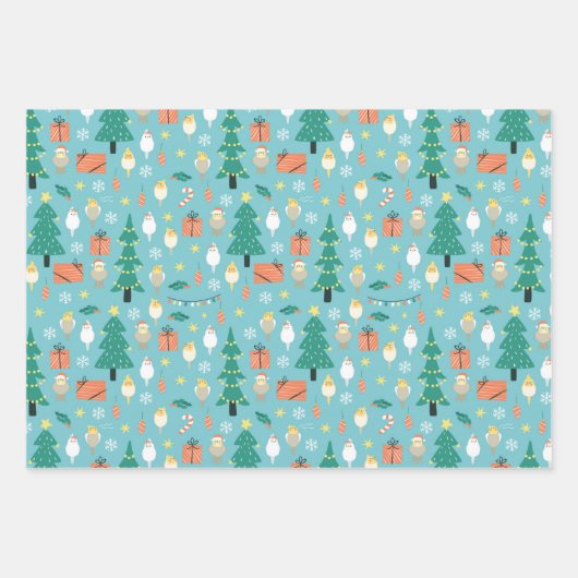 Weihnachtscockatiel Geschenkpapier Set (Vorderseite 3)