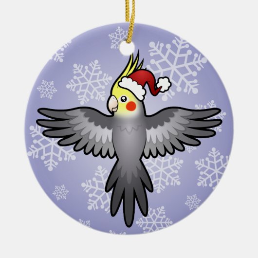 WeihnachtsCockatiel Keramik Ornament (Vorne)