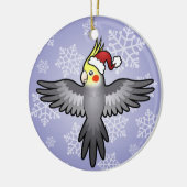 WeihnachtsCockatiel Keramik Ornament (Links)