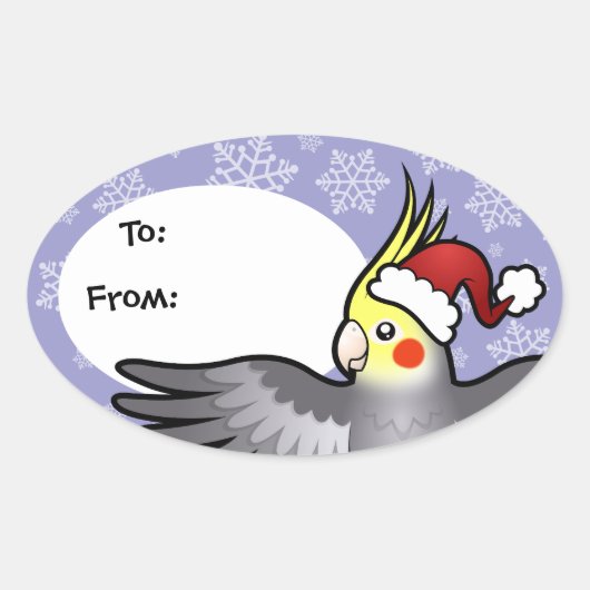 Weihnachtscockatiel Ovaler Aufkleber (Vorderseite)