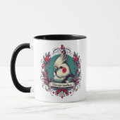 Weihnachtscockatiel Vintag Illustration Bird Name Tasse (Links)