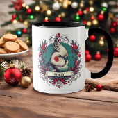 Weihnachtscockatiel Vintag Illustration Bird Name Tasse