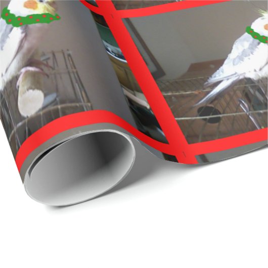 Weihnachtscockatiel Wrapping Paper Geschenkpapier (Rolleneckpunkt)