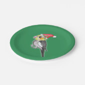Weihnachtscockatile Pappteller (Schrägansicht)