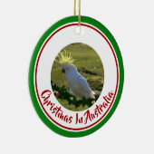 Weihnachtscockatoo auf der dekorierten Kiefernzwei Keramik Ornament (Rechts)