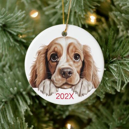 Weihnachtscocker-Hund Keramik Ornament (Baum)