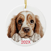 Weihnachtscocker-Hund Keramik Ornament (Vorne)