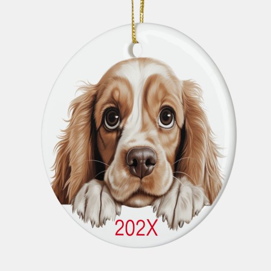Weihnachtscocker-Hund Keramik Ornament (Links)