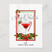 Weihnachtscocktail-Aquarell-Kunst Feiertagspostkarte (Vorderseite)