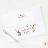 Weihnachtscocktail Drinks Party Name Abzeichen Quadratischer Aufkleber (Umschlag)