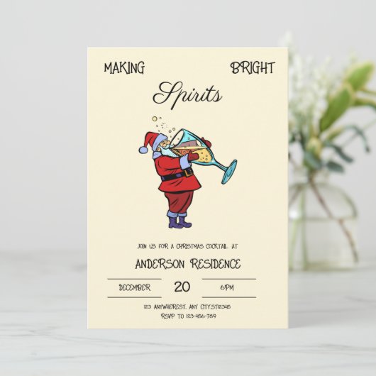 Weihnachtscocktail Einladung (Stehend Vorderseite)