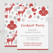 Weihnachtscocktail Einladung Classic Grau (Vorne/Hinten)