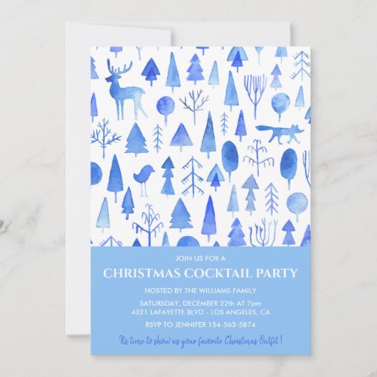 Weihnachtscocktail Einladung Schöne Wasserfarbe (Vorderseite)