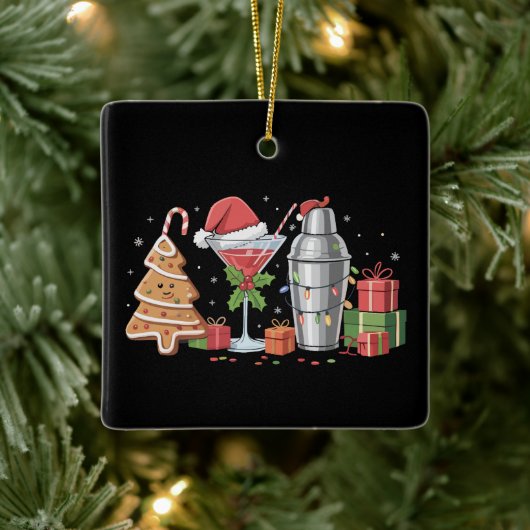 Weihnachtscocktail Espresso Martini Drink Party Keramikornament (Baum)
