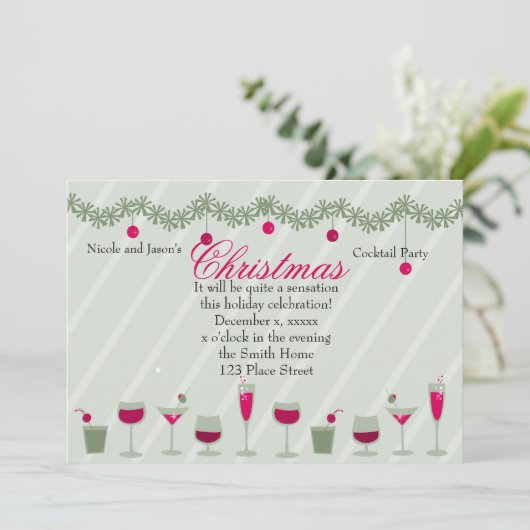Weihnachtscocktail-Feier Einladung (Stehend Vorderseite)
