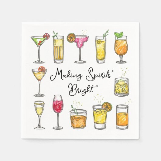Weihnachtscocktail 'Making Spirits Bright' Serviette (Vorderseite)