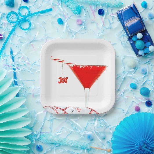 Weihnachtscocktail mit Candy Cane Pappteller (Party)