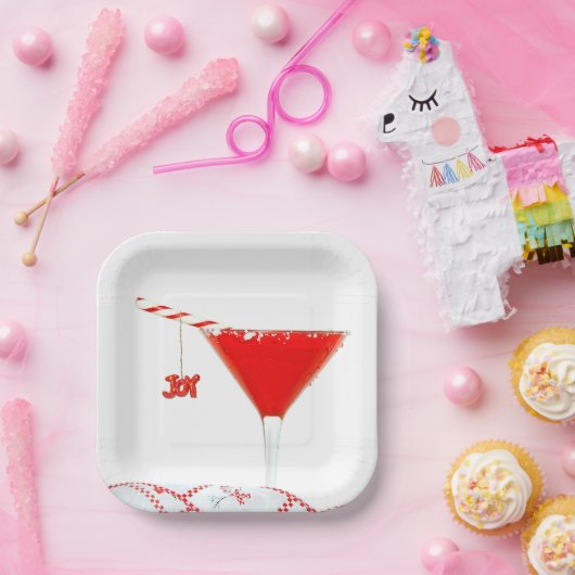 Weihnachtscocktail mit Candy Cane Pappteller (Party)