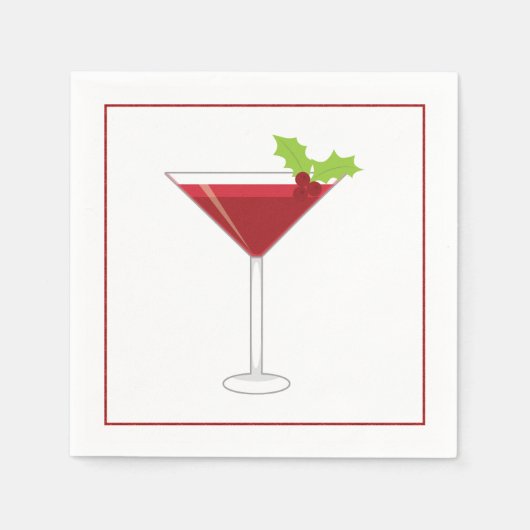 Weihnachtscocktail Napkin mit Martini, Oliven und Serviette (Vorderseite)