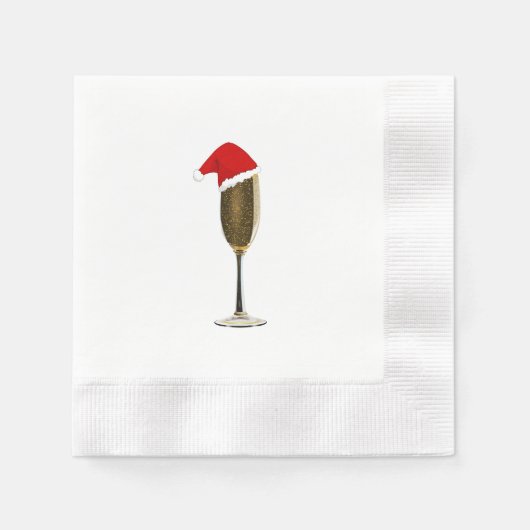 Weihnachtscocktail Napkins Champagne Weihnachtsman Serviette (Vorderseite)
