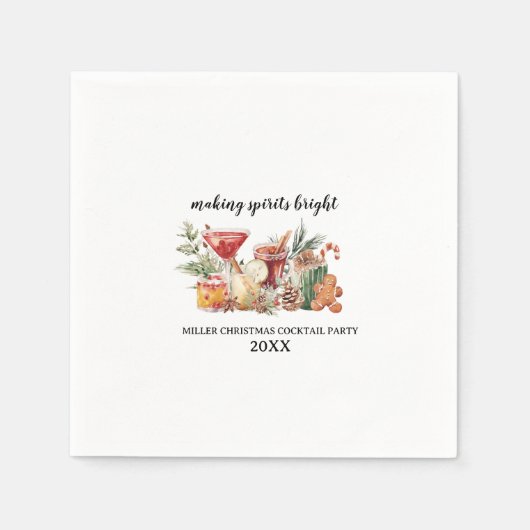 Weihnachtscocktail Papier Napkins Serviette (Vorderseite)