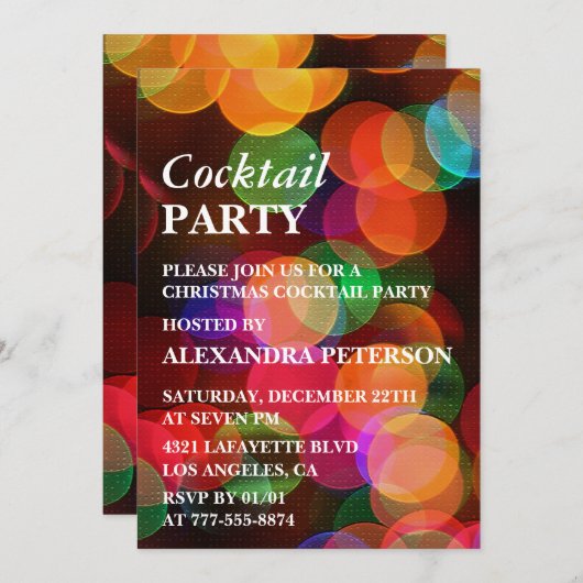 Weihnachtscocktail Party Abendessen Confetti Spark Einladung (Vorne/Hinten)