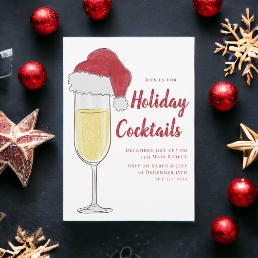 Weihnachtscocktail Party Champagne Prosecco Einladung